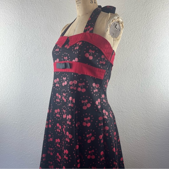 Collectif l 14 Retro 50s Novelty Cherries Stars Halter Rockabilly Pinup Dress - Picture 4 of 15